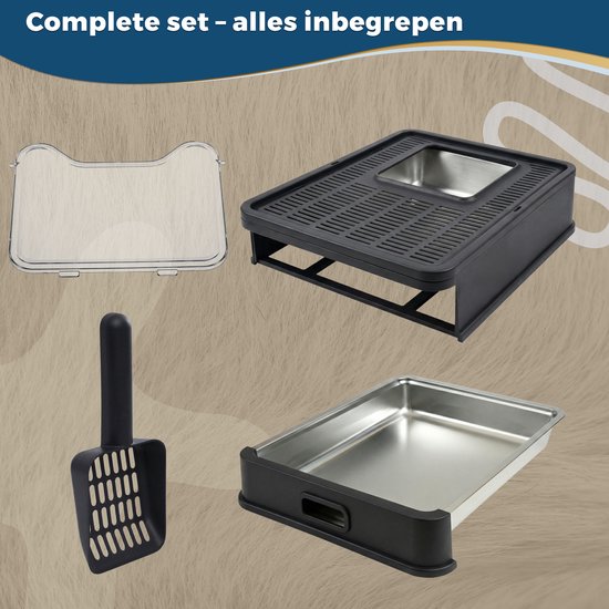 HOMCENT Gesloten Kattenbak – Opvouwbaar, 40x44x40 Cm, Grijs – Met Twee Ingangen (boven En Zijkant), Antistrooiplek, Schepje En Geurfilter – Voor Katten Tot 7 Kg