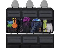 Famanu – Autostoel organizer voor achterbank - hangende auto-opberger van oxford stof met mesh- en ritsvakken - 89,5 x 35 cm