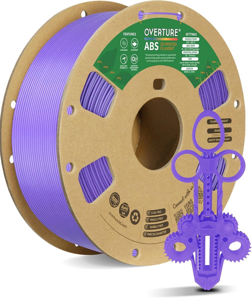 Hoogwaardig ABS Filament 1.75mm voor 3D Printers - 1KG Spoel - Nauwkeurigheid +/- 0.02mm