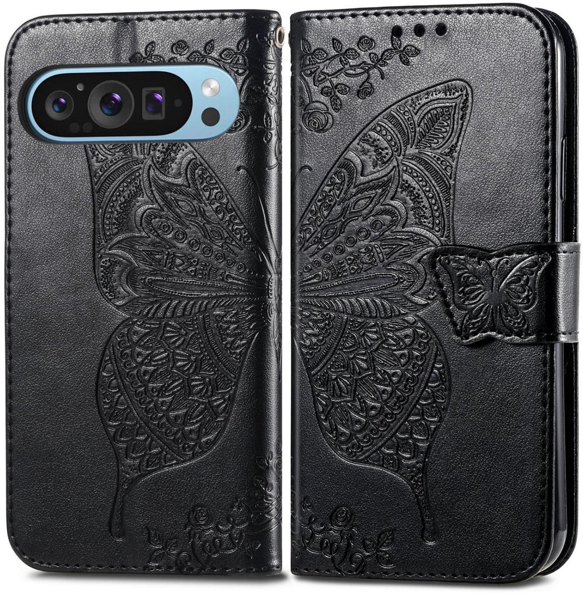 Mobigear Telefoonhoesje geschikt voor Google Pixel 10 Pro XL Hoesje | Mobigear Butterfly Bookcase Portemonnee | Pasjeshouder voor 3 Pasjes | Telefoonhoesje voor Pinpas / OV Kaart / Rijbewijs - Zwart