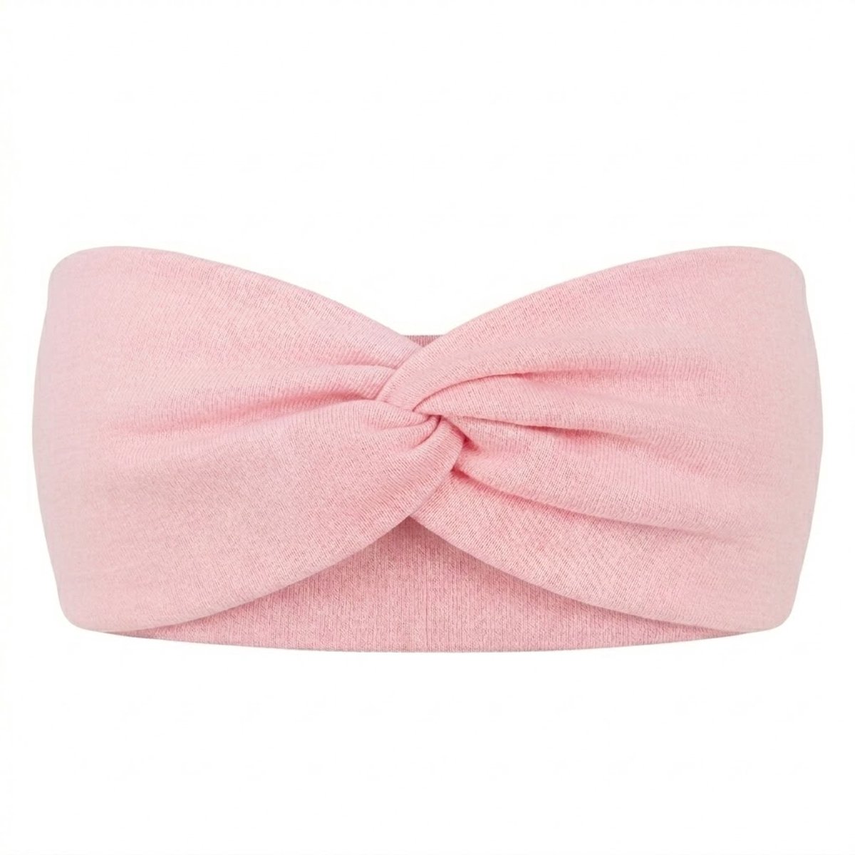 Lichtroze elastische haarband met twistknoop voor dames – brede rekbare hoofdband – modieus en comfortabel haaraccessoire