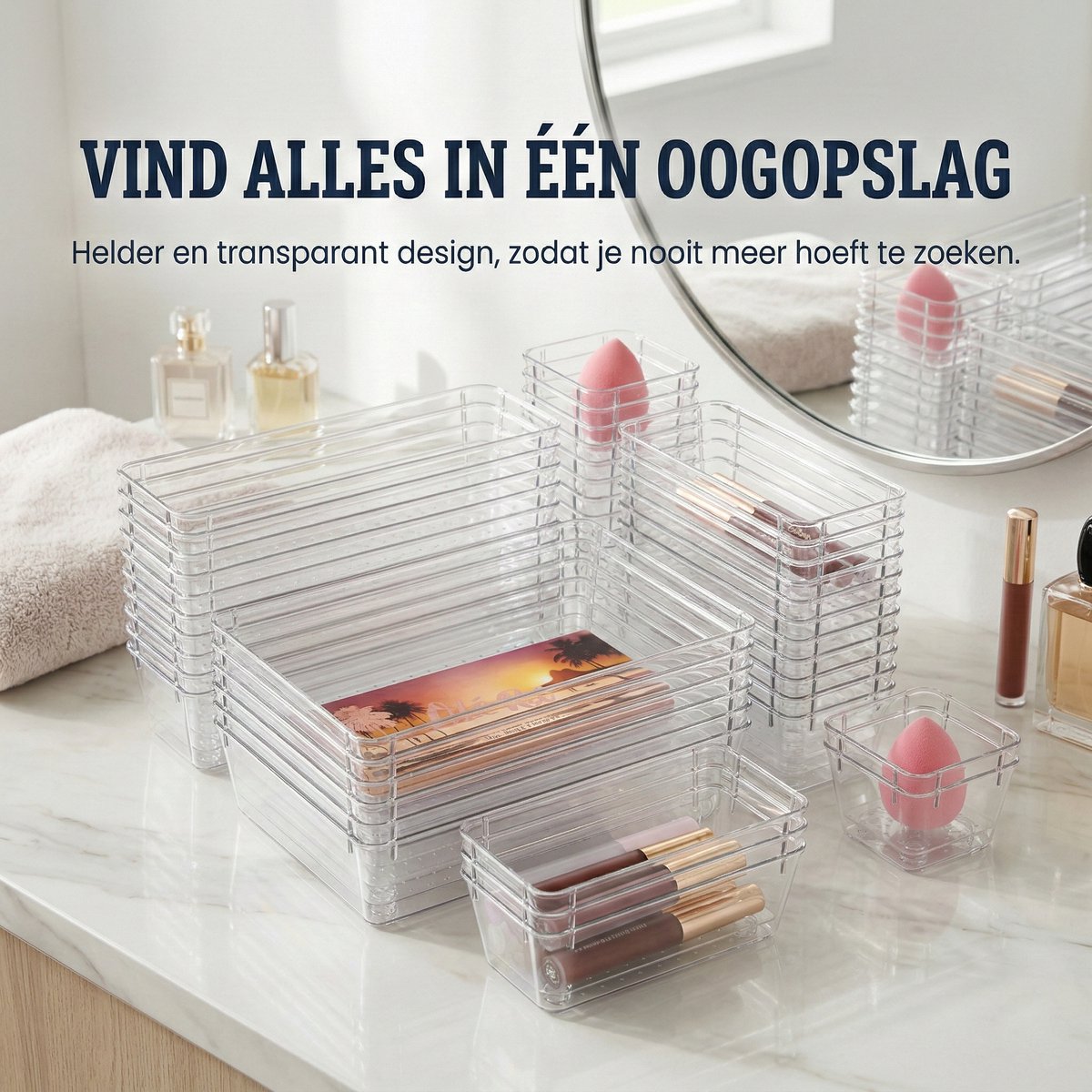 Somstyle Lade Organizer Bakjes - 44 Stuks - Bureau Accessoires - Keukenkast Ladeverdeler - Make Up Opbergbakjes - Transparant — cadeau in Cadeau-ideeën - foto 3