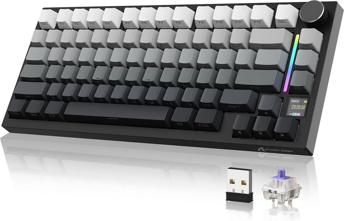 Ultra Gasket Mechanisch Toetsenbord met TFT-scherm - 75% ANSI, Draadloos en Bedraad, Hot-swap Toetsenbord voor PC en Mac