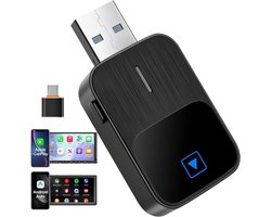 SNJY® Carplay Dongle - Apple Carplay - Android Auto Dongle - Wireless Carplay - 2-in-1 - Zwart