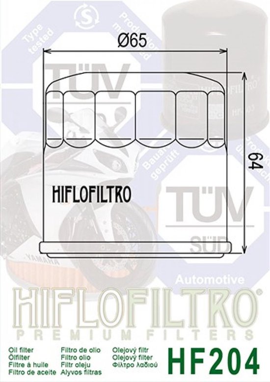 Filtre à huile Hiflofiltro pour Moto 123 1000 27231 2010 à 2019 HF204 Neuf