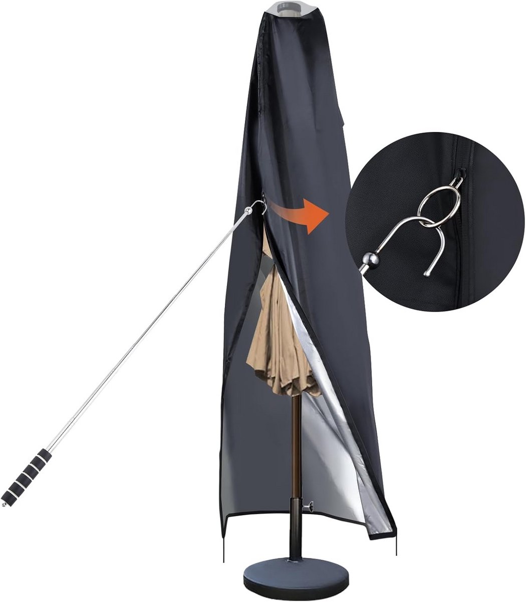 Waterdichte Terrasparasol Afdekking voor Parasols van 330 cm tot 390 cm met Transparant Venster