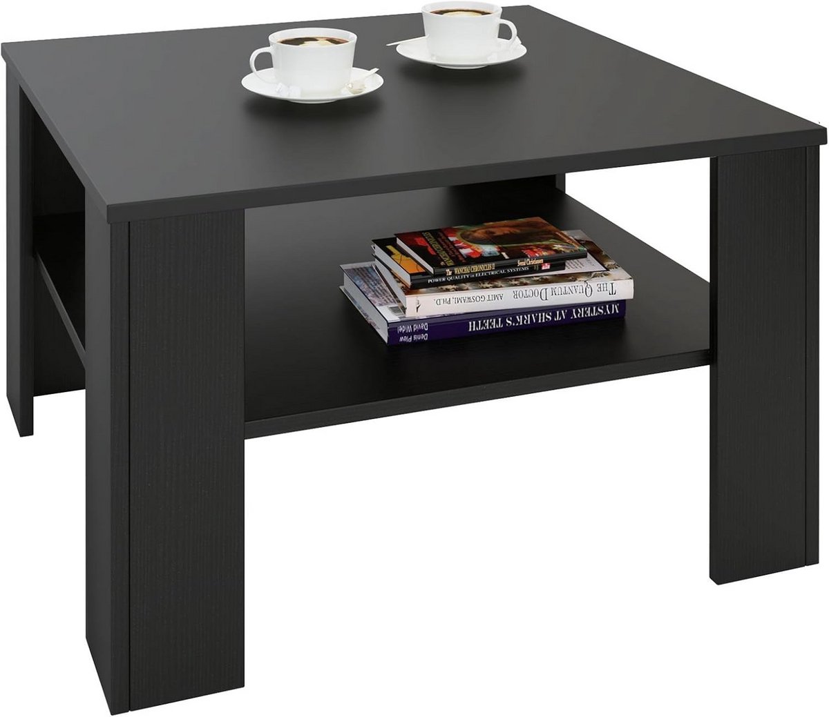 Moderne Salontafel met Opbergruimte - 68 x 68 cm in Zwart Houtlook