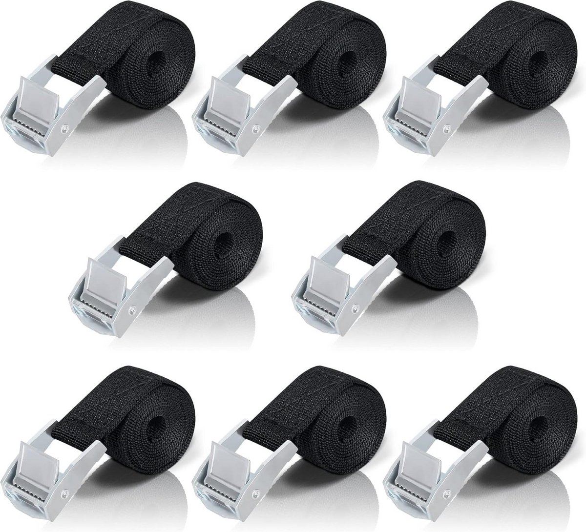 Korte Spanbanden met Ratel 1 m - 8 Stuks voor Auto, Fiets en Camping