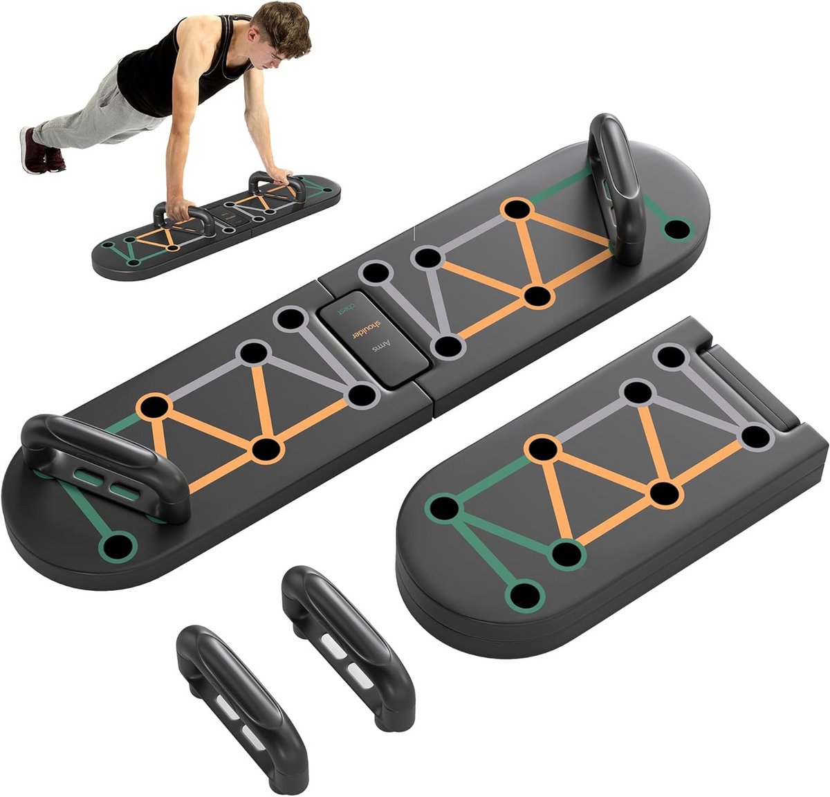 Opvouwbare push-up board 11-in-1 met anti-slip pads voor armen, schouders en borst