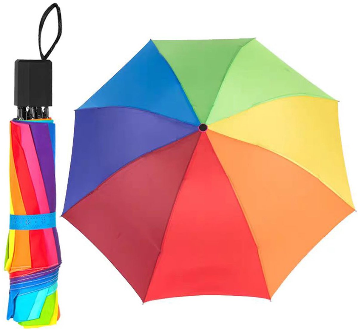 longziming - Compacte Regenboog Paraplu - Winddichte Reisparaplu Met 8 Baleinen - Sterke Storm Paraplu Voor Regen - Heren En Dames