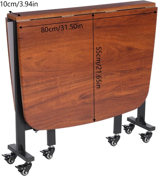 Inklapbare Tuin- En Campingtafel - Vouwtafel - Opklapbare Tafel - Verplaatsbare Tafel - Balkon Tafel - Bruin - 120x80x75 cm - 6 Zwenkwielen Met Remmen — afbeelding 4