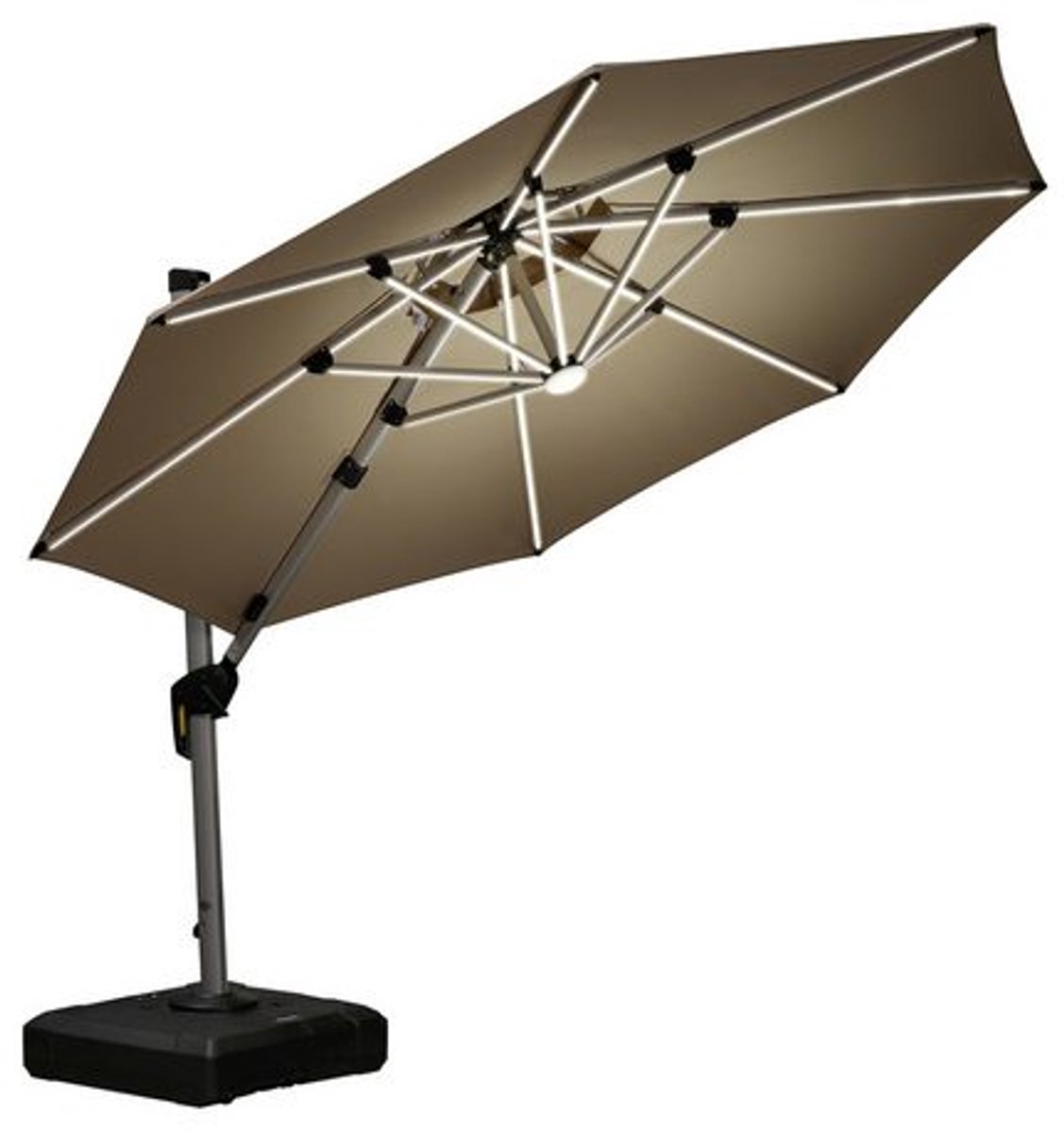 PURPLE LEAF Ronde Parasol – 360° Draaibaar - Ingebouwde LED-verlichting – UV50+ - Windbestendig - Stijlvolle Zweefparasol