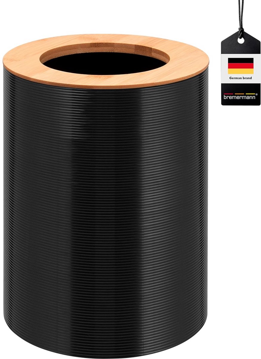 bremermann Cosmetica-emmer Segno van bamboe en kunststof // afvalemmer // prullenbak 5,5 liter (zwart)