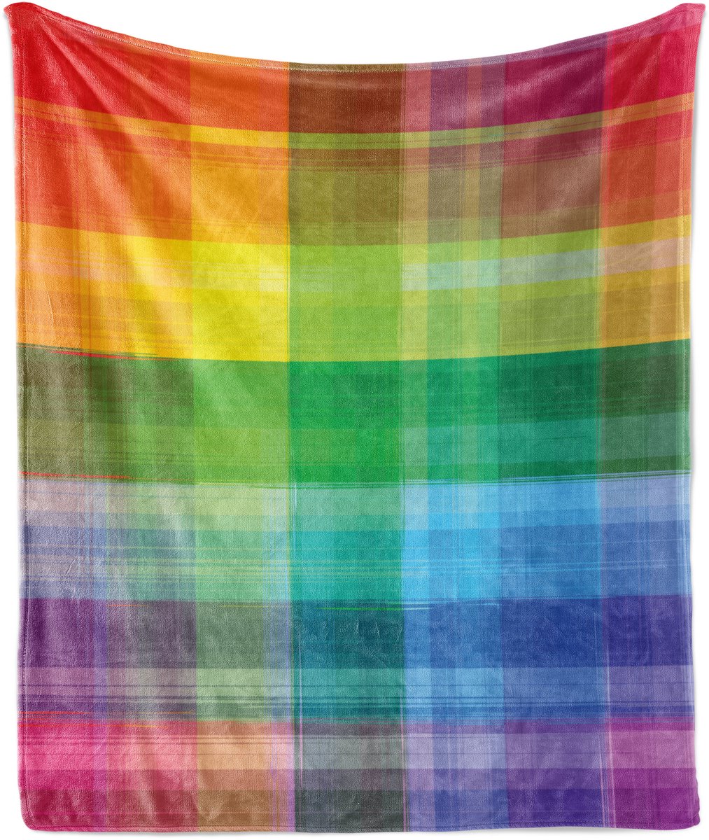 New Bed Vintage Regenboog Retro plaid Zachte Flanellen Fleece Deken, 230 cm x 175 cm