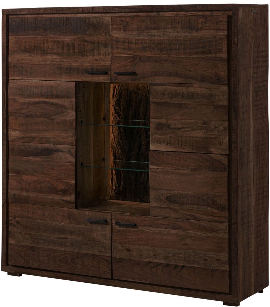 MASSIVMOEBEL24.DE highboard BARK #207 donkerbruin 145 x 153 x 40 cm