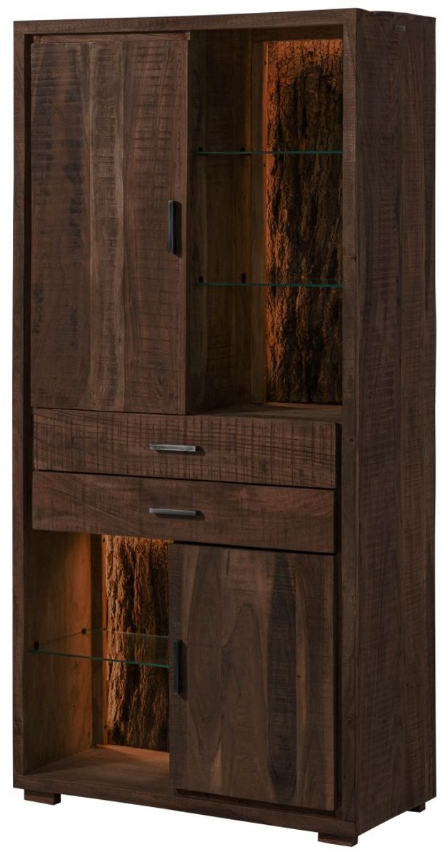 MASSIVMOEBEL24.DE woonkamerkast BARK #203 donkerbruin 88 x 180 x 40 cm