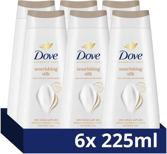 Dove - Douchegel - Advanced Care - Nourishing Silk - 6 x 225 ml - Voordeelverpakking