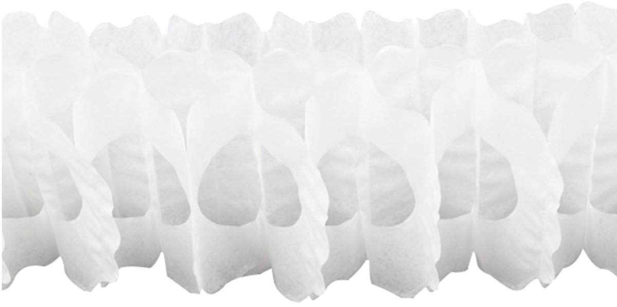 HOBI - Witte zinnia papieren slinger 15cm x 4m