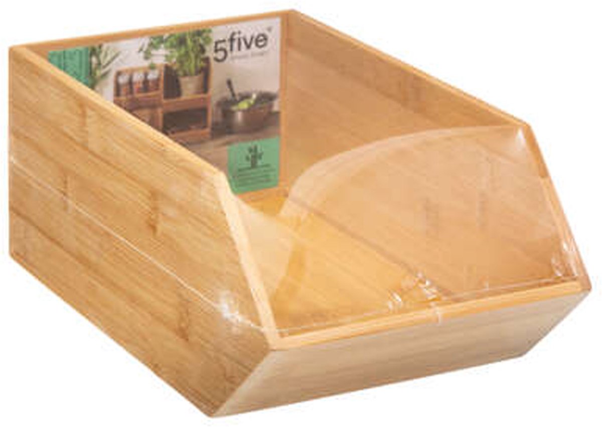 Home & Styling Stapelbare opbergmand - 18 x 31 x 12 cm - bamboe hout - lichtbruin - open organizer — cadeau in Cadeau-ideeën - foto 3