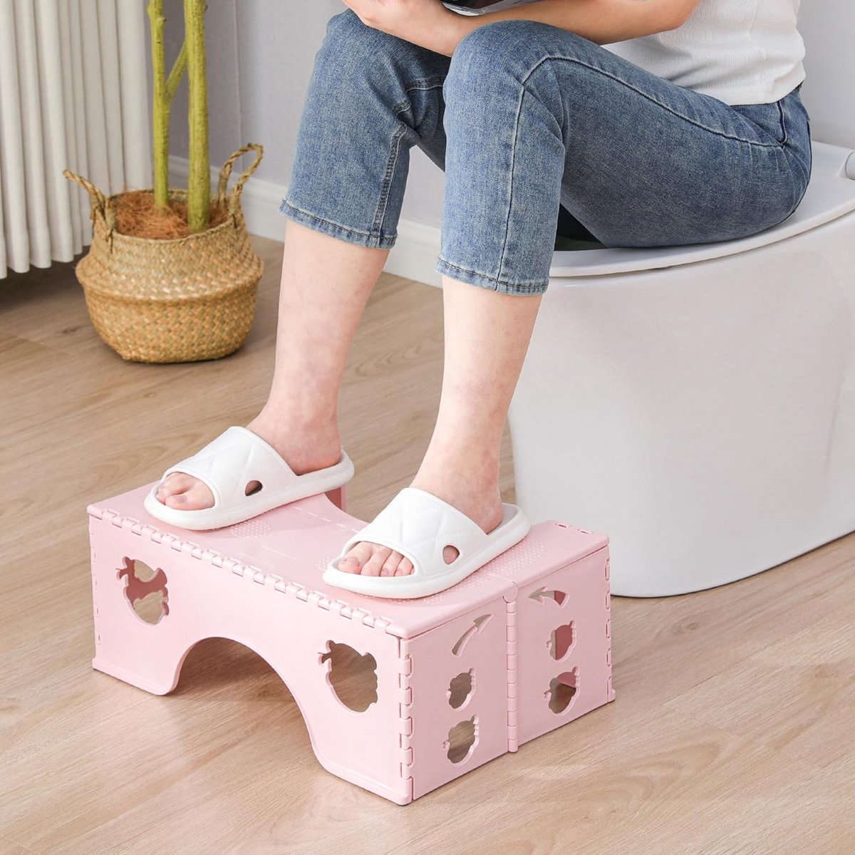 Inklapbare Toiletkruk - Fysiologische Wc-Kruk voor Volwassenen en Kinderen - Roze