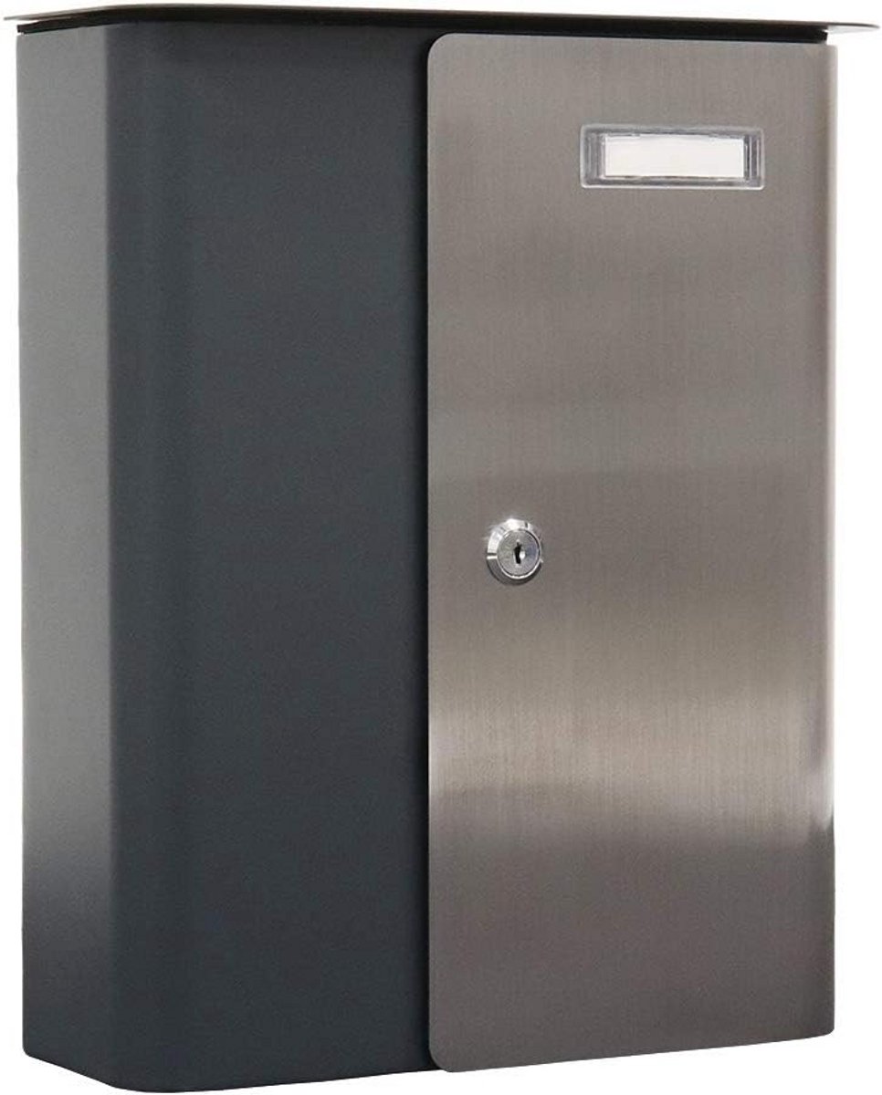 Brievenbus Antraciet met RVS Deur 35x30cm Inclusief Naamplaatje
