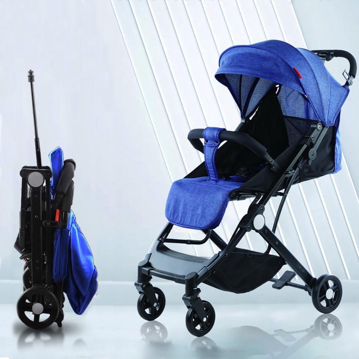 Ultralichte kinderwagen met eenvoudige sluiting en 5-punts veiligheidsgordel