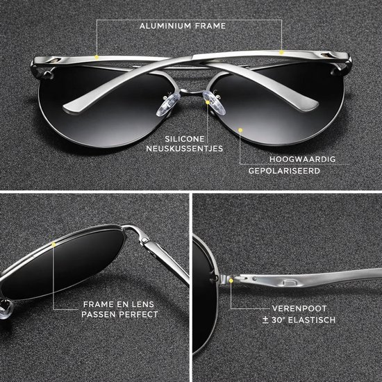 KingSeven Air - Pilotenbril met open montuur - UV400 en polarisatie filter - Z72 van Kingseven — afbeelding 3