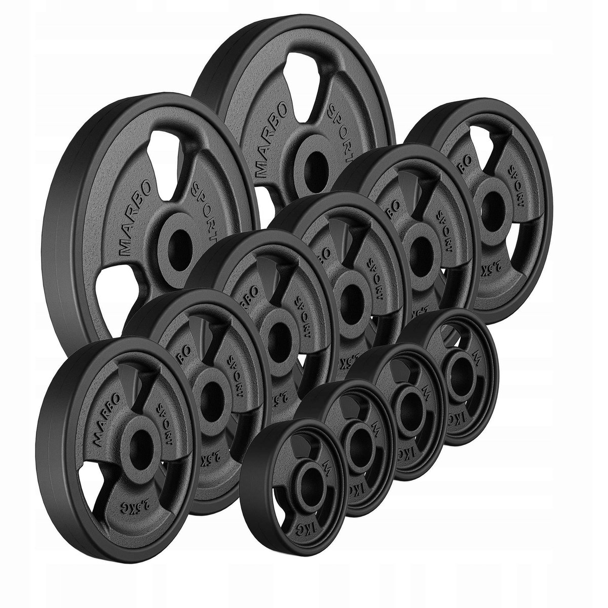 Marbo Sport - Halterschijven set - Weight Plates - Gecoat - 29 kg - Gietijzer - Voor halterstang en krachttraining - Zwart