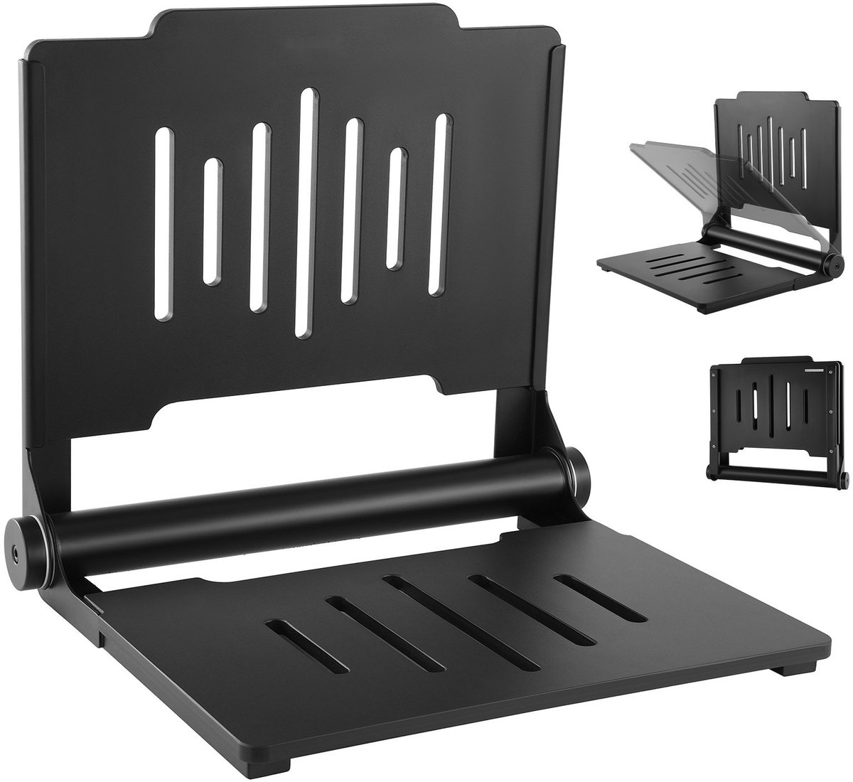 Douchestoel - Opklapbaar voor wandmontage - Met rugleuning - Zitvlak 49,6 x 41,7 cm - Draagvermogen 180 kg - Voor volwassenen en senioren - Geschikt voor badkamer en hal