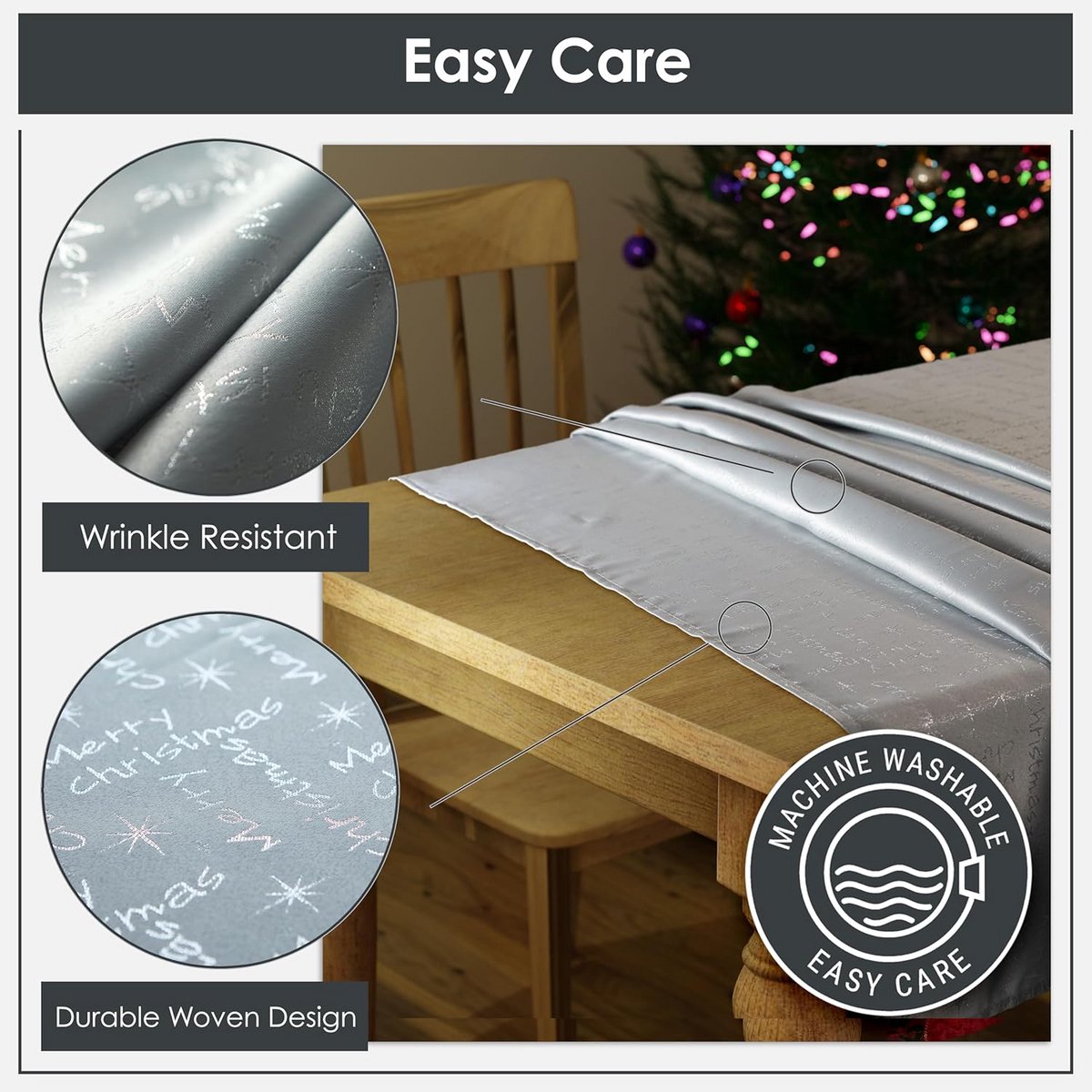 10-delige Kersttafelset met Metallic Glans - Tafelkleed, Tafelloper en Servetten