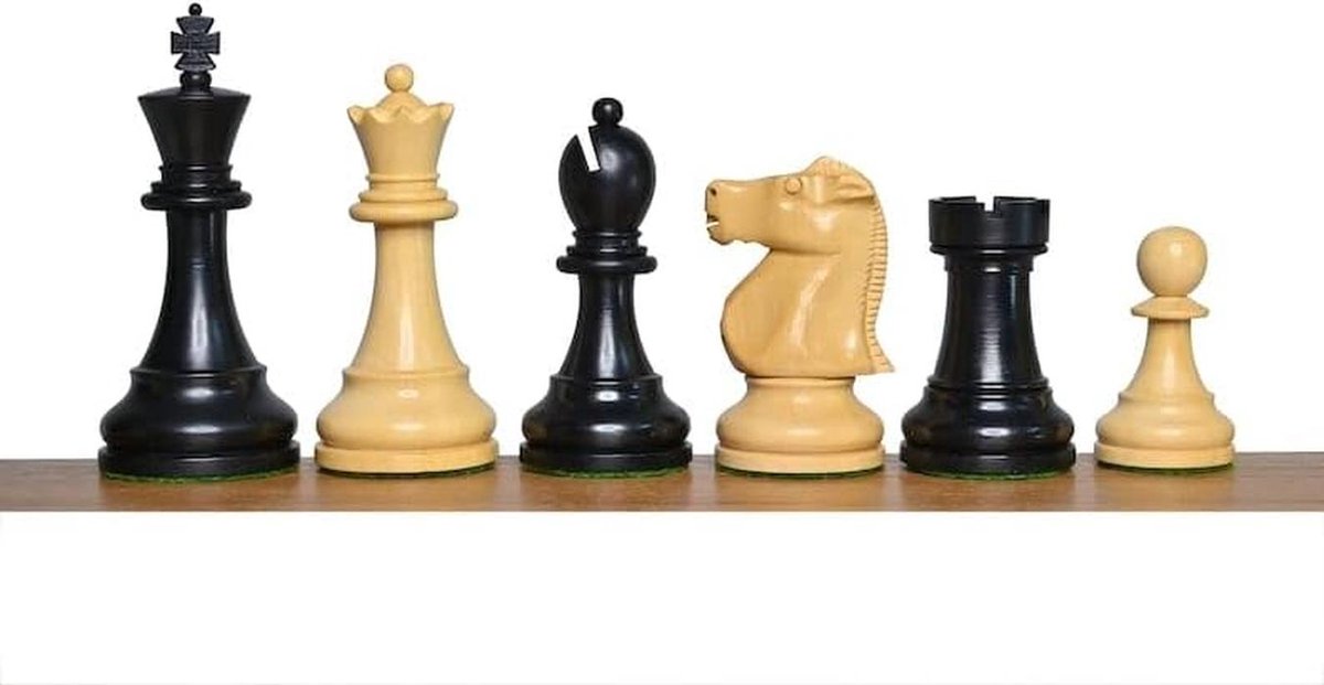Gewogen Fischer-Spassky Schaakstukken Set 1972 - Massief Houten Schaakbord 9,5cm Koningshoogte