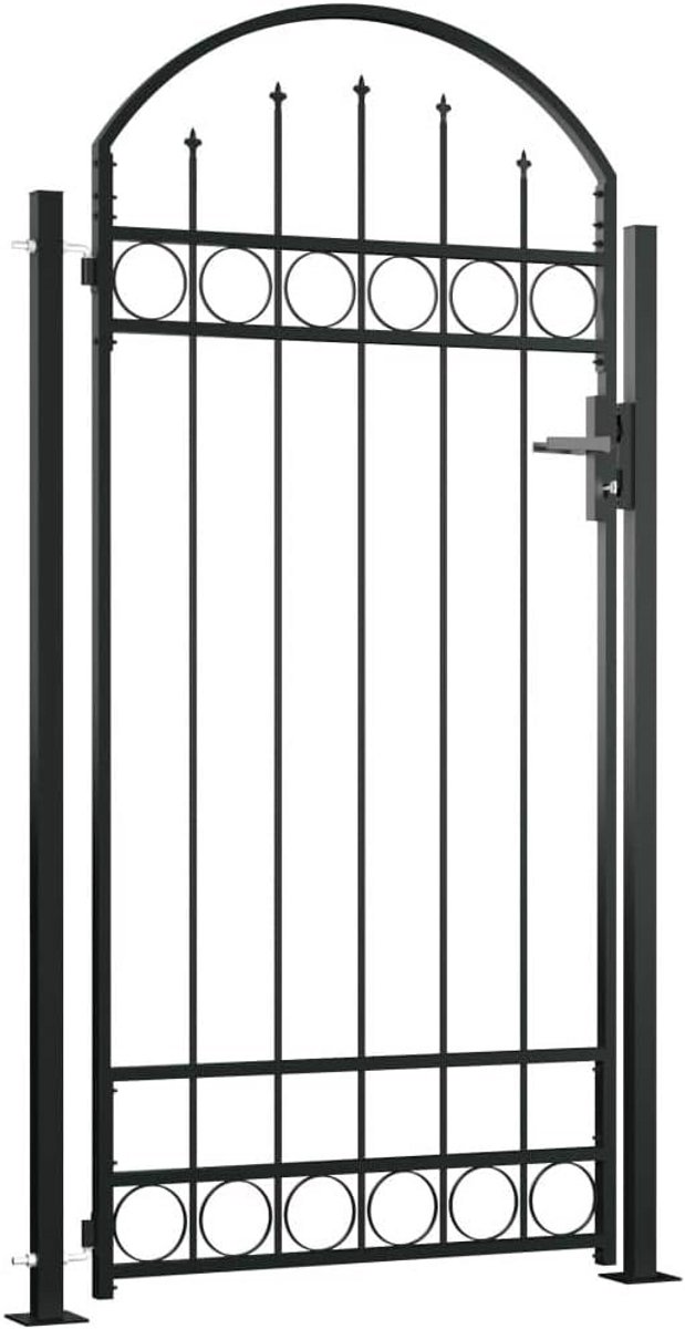 Tuinpoort met gebogen punt 100 x 200 cm zwart gepoedercoat staal