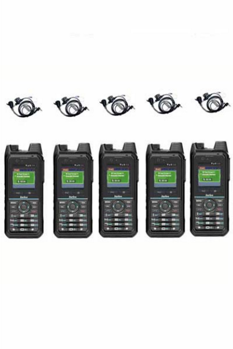 Set van 5 Inrico T330 4G LTE Zello Smart Portofoon IP68 met beveiliging oortje