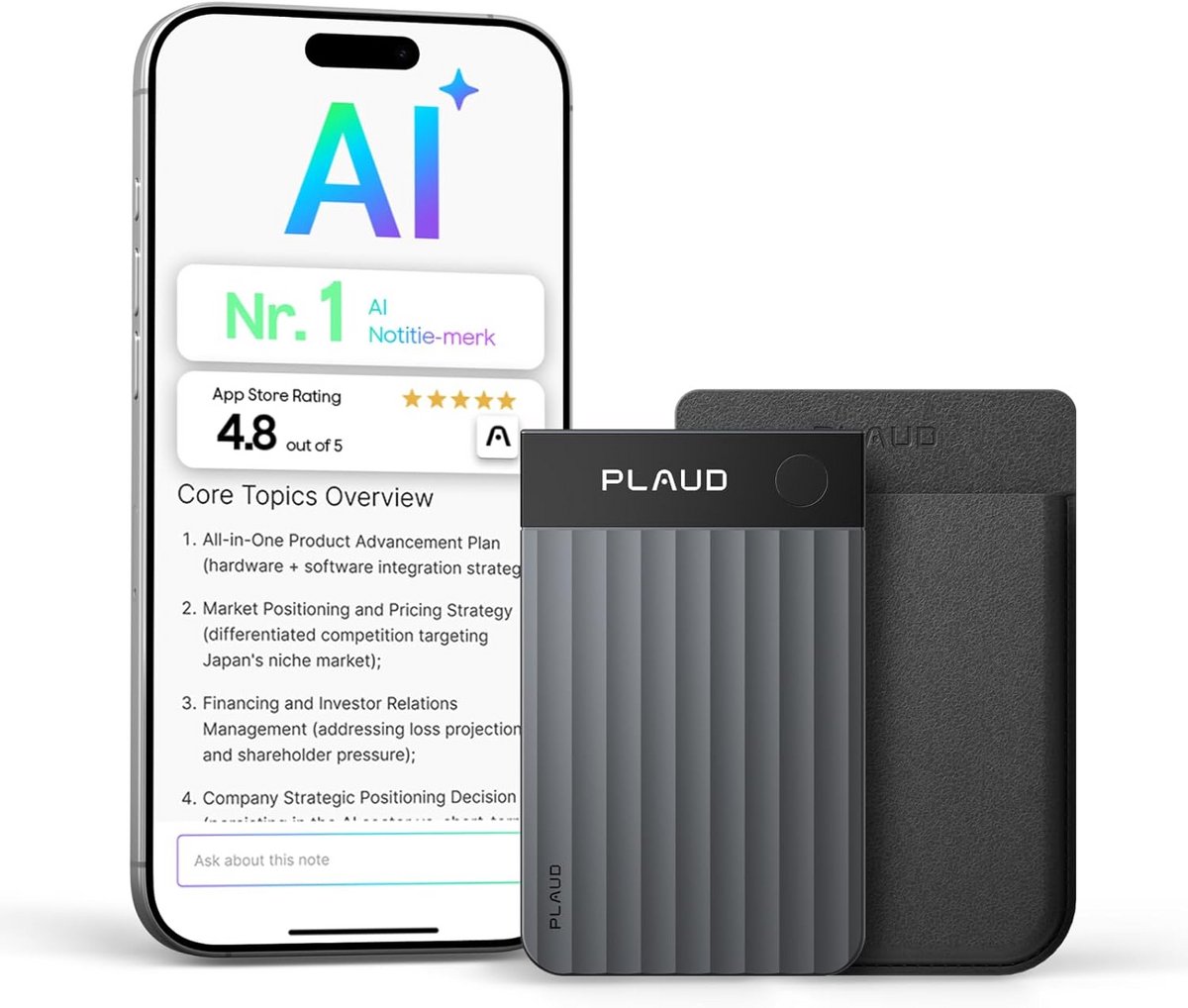 Digitale AI Spraakrecorder met Transcriptie en Samenvatting - 50 Uur Opname