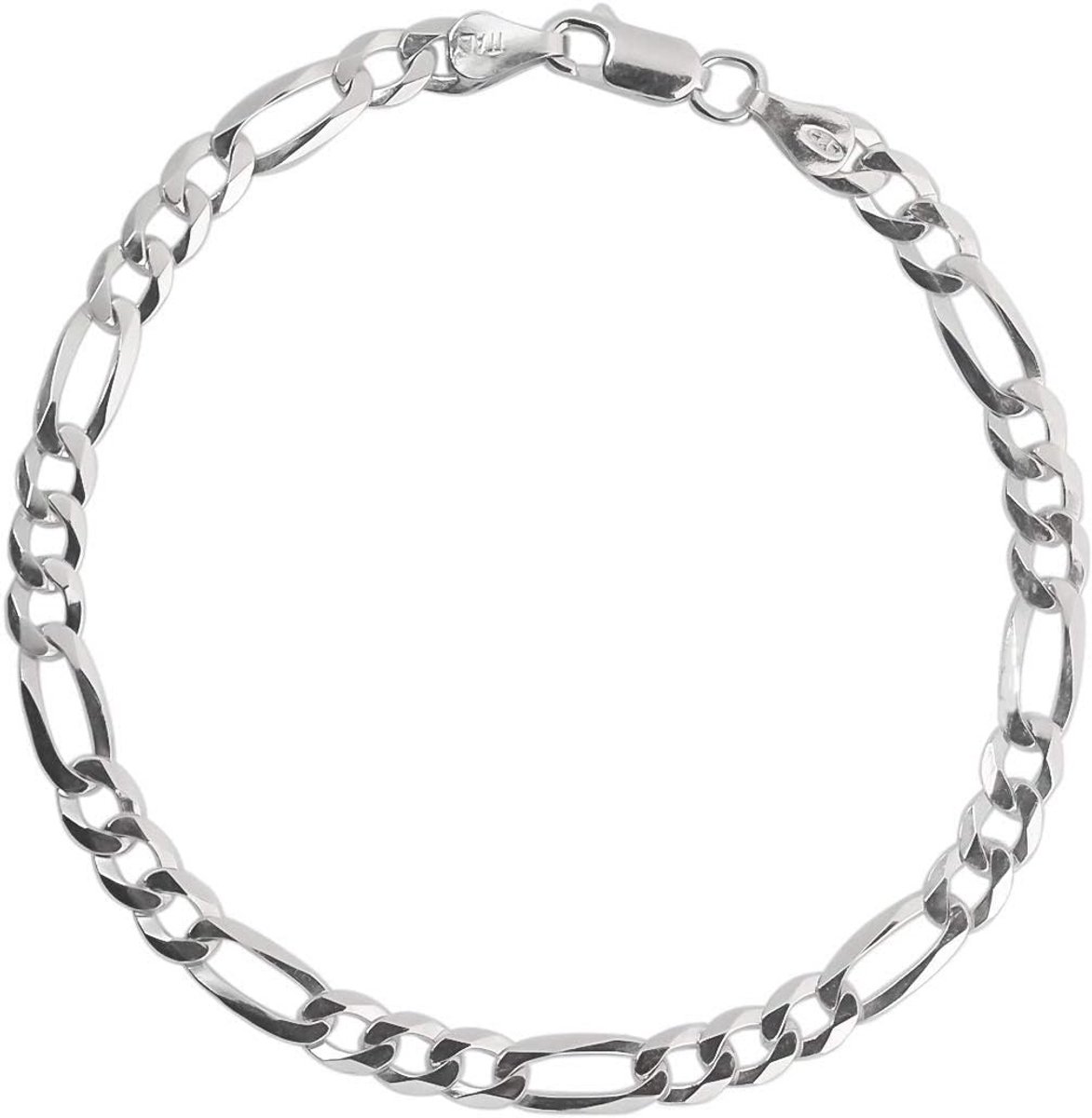 Heren Armband 925 Sterling Zilver Figaro Ketting 20 cm - Gerhodineerd en Hypoallergeen