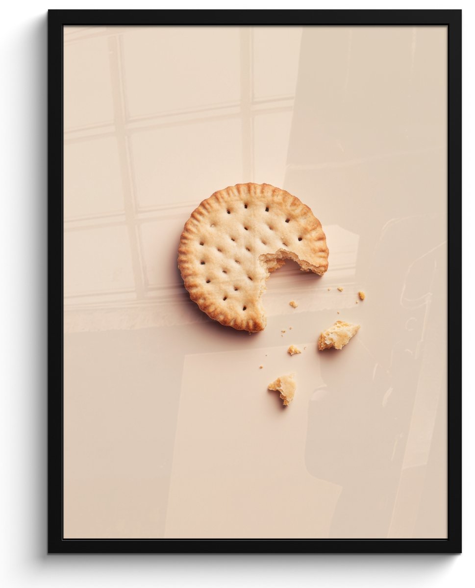 FrameYourWall Fotolijst inclusief poster - Posterlijst 50x70 cm - Posters - Koekje - Kruimels - beige - Foto in lijst - Keuken decoratie muur - Wanddecoratie accessoires - Muurdecoratie - Schilderijen