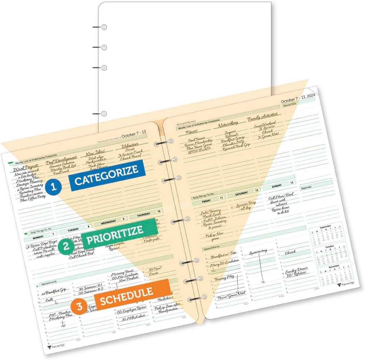 Losbladig Maandplanner 12 Maanden Organizer A4 Soft Groen Oktober 2024 - September 2025