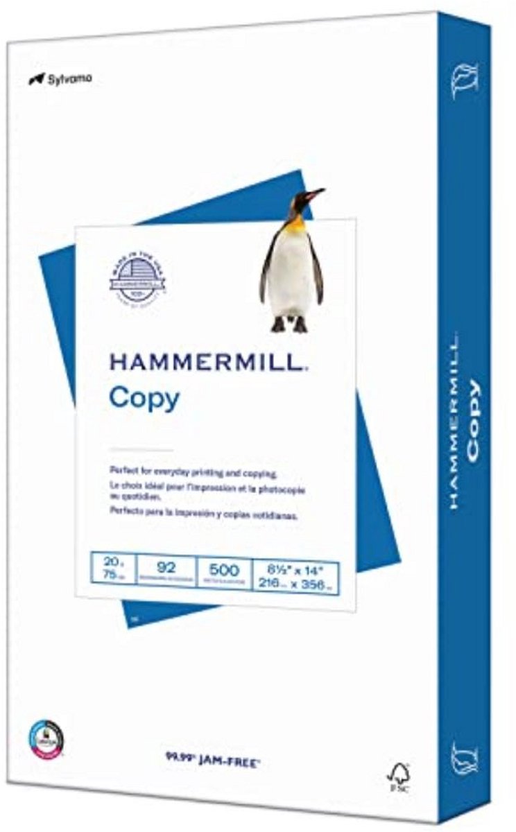 Kopieerpapier Legaal Formaat 8.5 x 14 inch 20lb Zuurvrij 500 Vel - Hoge Kwaliteit Printerpapier