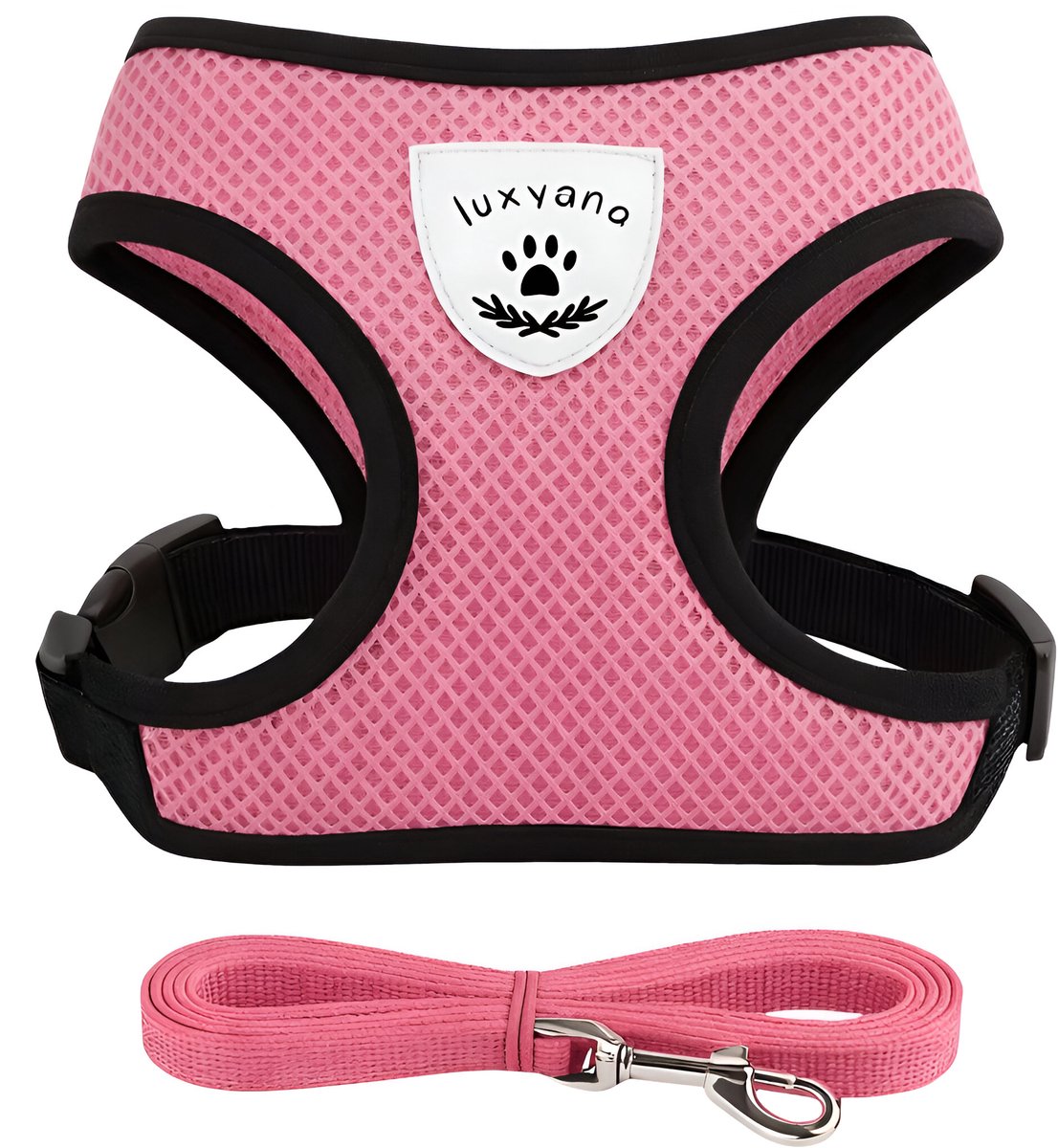 Luxyana® Kattentuigje met looplijn - M - Roze - Kattenharnas set inclusief kattenriem