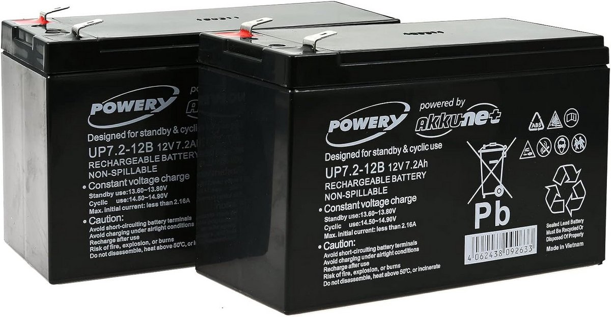 Vervangaccu Set voor USV 750, 12V Loodzuur