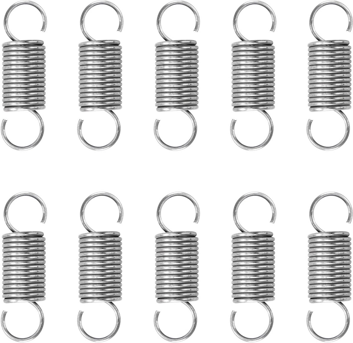 Set van 10 Trekveren met Haken in RVS, 8x25 mm - Sterke Spiraalveren