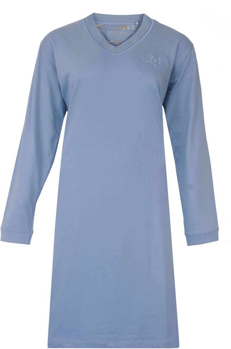 Medaillon Dames Nachthemd - Lange Mouwen - Blauw