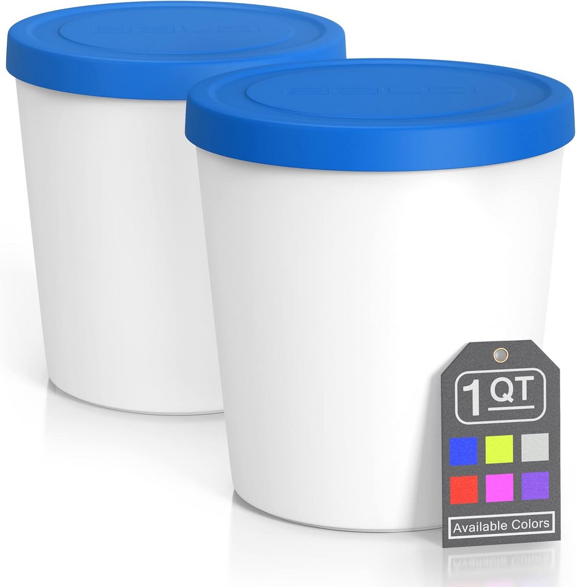 Set van 2 IJscontainers met Deksel - Perfect voor Zelfgemaakt IJs, Sorbet en Gelato - 1 Liter Capaciteit