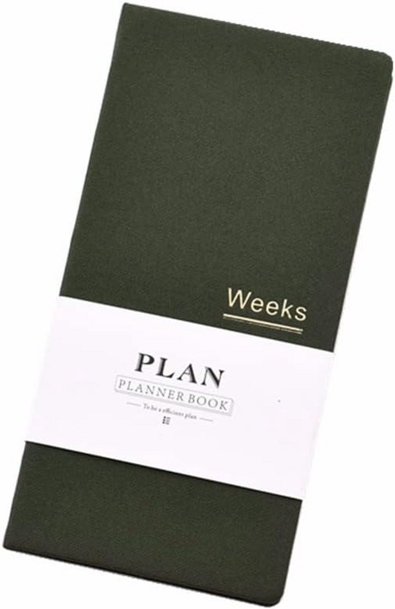Ongedateerde A6 Weekplanner Schema Organizer Agenda voor Jaar, Maand en Week (Groen)