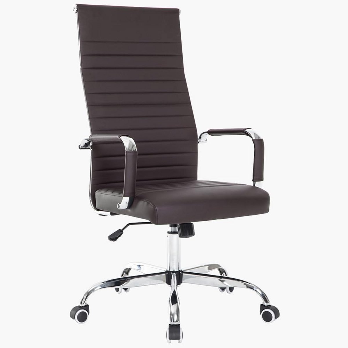 Ergonomische Bureaustoel Leer met Hoge Rugleuning en Lendensteun Grijs