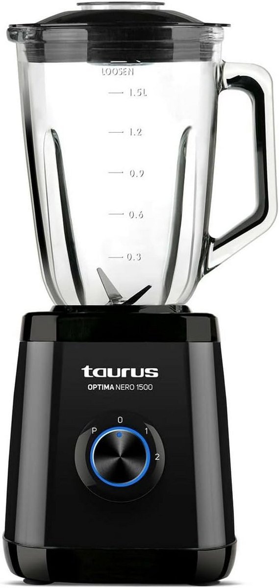 Krachtige Glasmixer Blender met 1500W en 1.5L Inhoud - Zwart