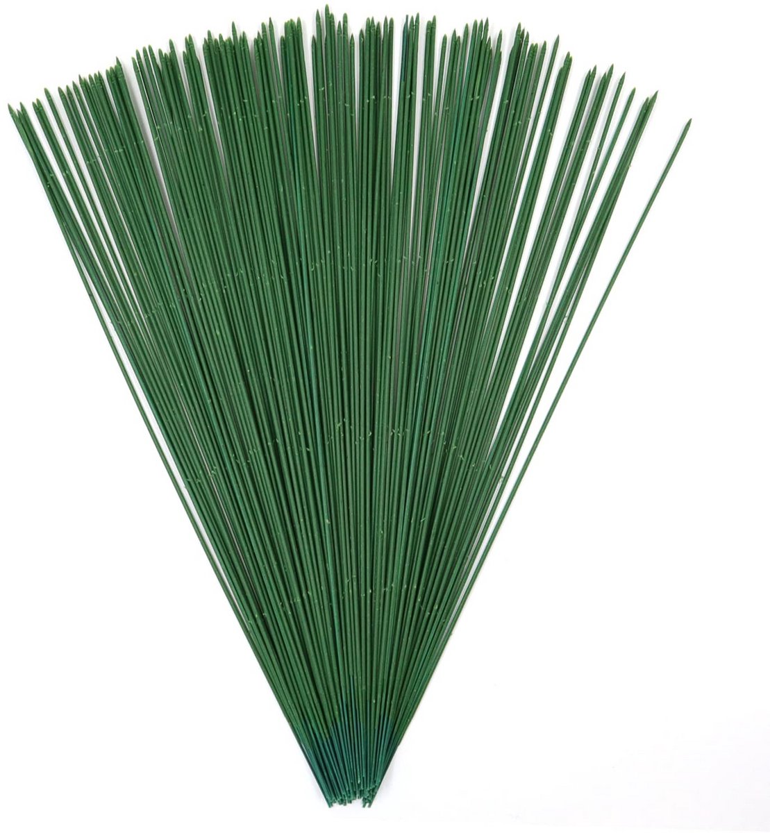100x Bloemen Stekendraad Set, 36cm Lange Diks 2mm Ijzerdraad Donkergroen voor Bloemschikken en DIY