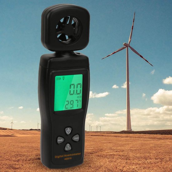 Digitale Windmeter 2 in 1 - Windsnelheid en Temperatuurmeting met LCD Backlight - 0,3-30 m/s - m/s, ft/min, km/h, mph - Celsius/Fahrenheit - Automatisch Uitschakelen - Laag Batterij Waarschuwing - Voor Weerexperimenten en Buitentoepassingen van Merkloos — afbeelding 4