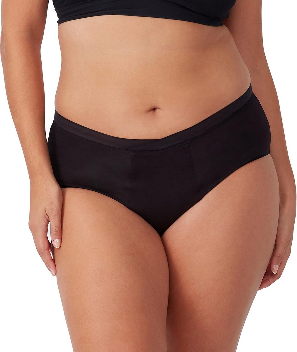 Hi Waist Bamboe Menstruatieondergoed met Lange Padding en 4-Laags Systeem