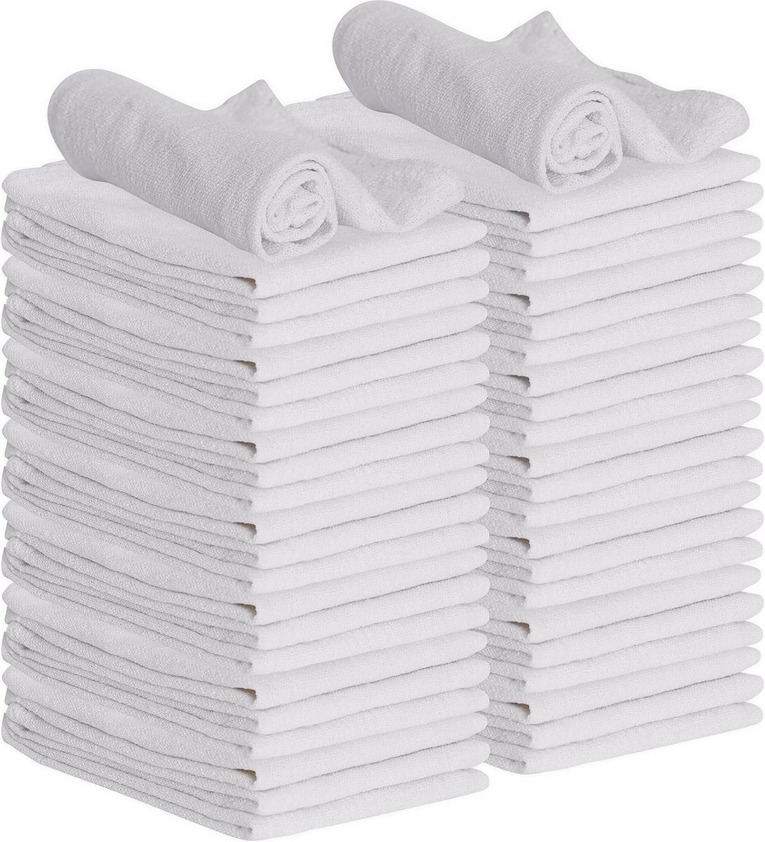 Witte Werkdoeken Set van 50 - 100% Katoen, Super Absorberend en Herbruikbaar
